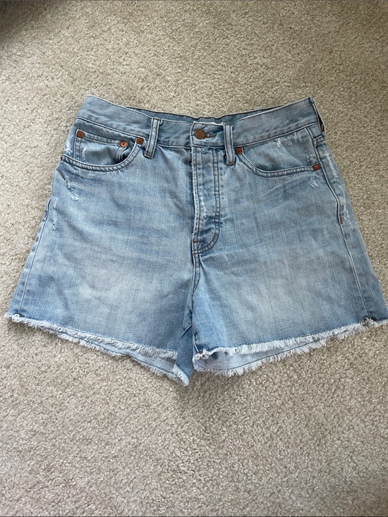 Madewell Pants - Madewell Light Blue Denim High-Rise Frayed Hem Shorts